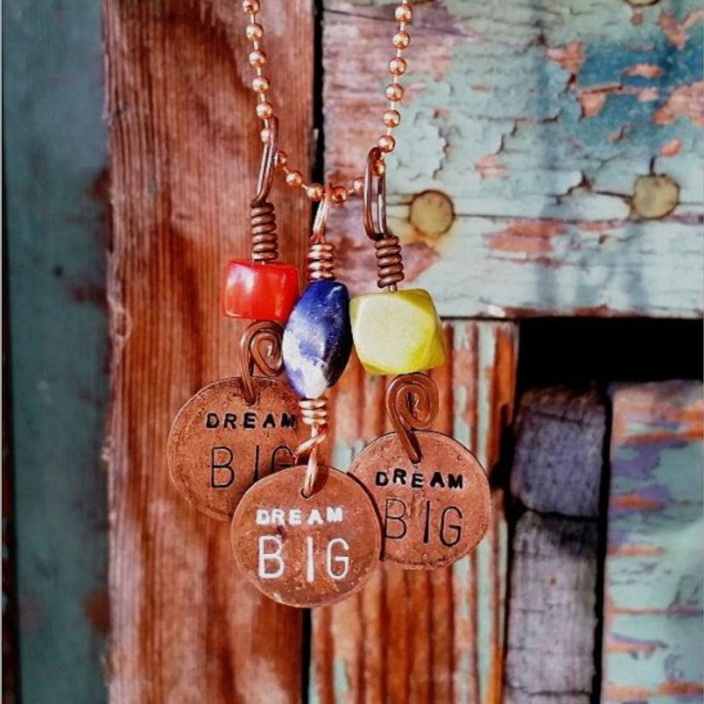 Dream Big Copper Boho Key Ring - Picture 2 of 6